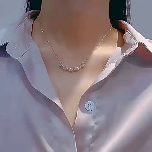 Ladamas Kalung Titanium Liontin Mutiara Pearl Mewah Fashion Harian Korea KT169