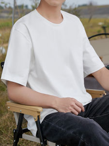 MiiOW | Pure Cotton Loose Short Sleeve Round Neck T-Shirt Mens Summer New Style Quick Dry Cool Feeling White Top For All Seasons