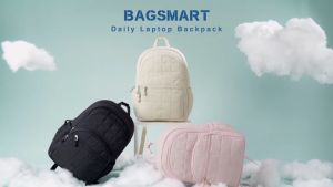 BAGSMART 15.6 inch Laptop Backpack Waterproof Quilted Travel Backpack Casual College Schoolbag