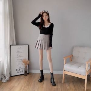 กระโปรงพลีท กระโปรงเอวสูงกระโปรงทรงเอกระโปรงสไตล์สาววิทยาลัยน่ารัก