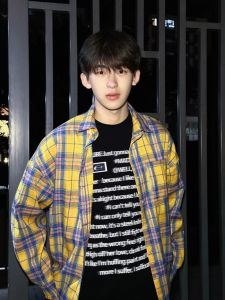 Yellow Gingham Long Sleeves Shirt Mens American Retro Pu Shuai Ou Mei Gao Street Casual Overshirt Fashion Brand Top