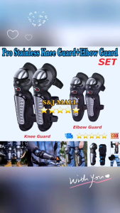 Universal Motorcycle Pro Stainless Knee Guard+Elbow Guard Set Adjustable Straps Protective Gear Sports or Motorcycling