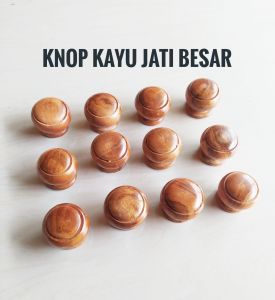 (1 lusin / 12 biji) Knop Kayu Jati / Pegangan Kayu / Tarikan laci / Tarikan Lemari Loker