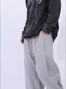 SharpLook Fancy Baggy Mens Pants High-Qualit Sweatpants Korean Grey Trousers Wide Leg Loose Slacks