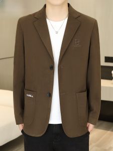 HENGYUANXIANG | Stylish Casual Mens Blazer Coat Fashionable Korean Version Handsome Spring Upper Apparel Standard Fit Long Sleeve Polyester Fiber