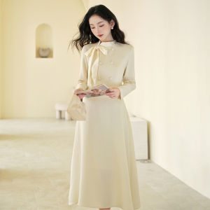 Christmas Atmosphere Elegant French Style Fake Two-Piece Little Fragrance Wind Dress Winter Coat Match New Year Battle Armor