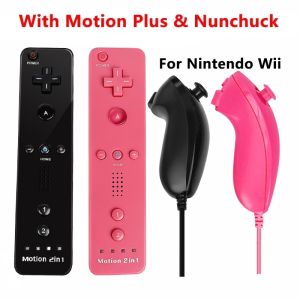 2 In 1 For Nintendo Wii Controller Set Optional Motion Plus Joystick Wireless Remote Gamepad With Silicone Protect Case Lanyard