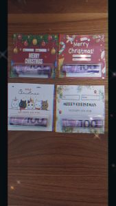 Christmas Money Card with Acetate Tube and free adhesive