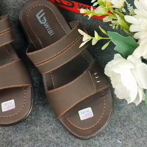 WIBI S23-01 Sandal Slide Kulit Slop Pria Dewasa Ban 2 Coklat Tua Size 39 - 43