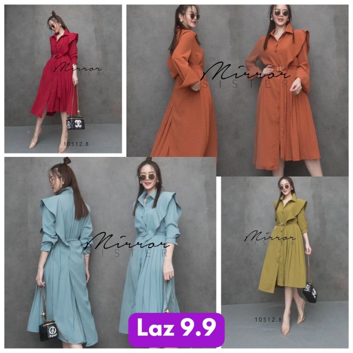 LAZ9.9 PROMOTION (นางแบบใส่ชุดขาย) V3 Boulevard Half Plain Pleat Dress ...