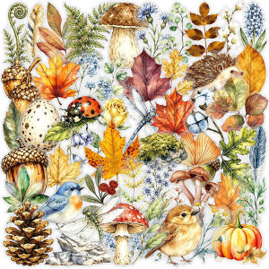 Bộ Hình Dán Màu Nước Rừng Mùa Thu-10/30/50 Chiếc Hình Dán Hoạt Hình Hình Nấm Cho Scrapbooking Điện Thoại Laptop Đồ Chơi Chống Thấm Nước Dễ Thương