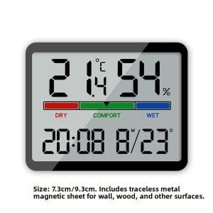 Modern Minimalist Magnetic Refrigerator Clock Kitchen Desktop Electronic Thermometer Humidity Meter Bedside Alarm Clock Wall Hanging