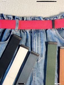 Non-Magnetic Metal Canvas Belt Easy Stick Magic Tape Simple Versatile Couple Thickened Weaving Belt for Security Check