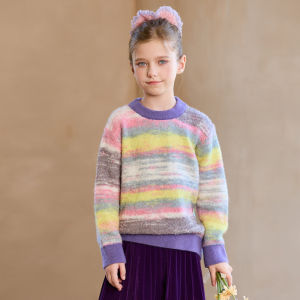 Little Naive | Laid-back Sweet Striped Round Neck Sweater