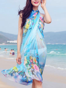 Large Size UV Protection Silk Scarf Versatile Beach Photo-taking Shawl Long Air Conditioning Shoulder-length Chiffon Scarf Neck Protection