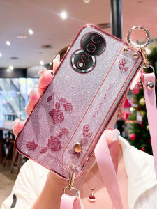 Huawei Honor 80 pro 5G Silicone Case Full Cover Anti-Fall Womens Style with Wristband Crossbody Hanging Rope Eco-Friendly