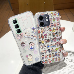 New Phone Case Infinix Hot 60i 60 Pro+ Tecno Spark Go 2 POP 10 Plus 4G 5G Ins Fun Cartoon Colourful Dinosaur Crayon Shin-chan Casing Anti-fall Silicone Soft Back Cover 2025