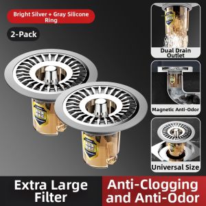 TAOKOU | Bathroom Insect Proof Odor Blocking Hair Filtering Stainless Steel Drain Filter