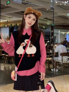 Bộ Đồ Dệt Kim Cổ Điển Cho Nữ Mùa Thu Đông 2025 Bộ Đồ Hai Mảnh Tay Dài Dáng Nhỏ Màu Trơn Polyester Thời Trang