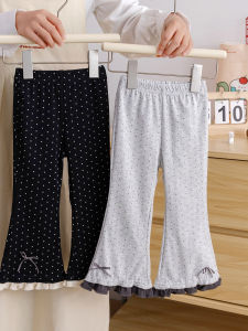 Polka Dot Bow Ruffled Girls Trousers