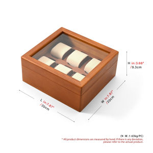 Oirlv Wood Watch Storage Box Delicate Dustproof Glass Cover Watch Box Wristwatch Collection Box Display Storage 6-Gird Watch Box