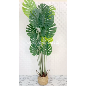 Tanaman Imitasi Pohon Artificial Daun Monstera Latex T180 Cover Pot Purun Belly Dekorasi Rumah Hiasan Kantor