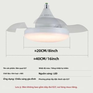 Quạt Trần JOYINLED E27 Tích Hợp Đèn LED Điều Khiển Từ Xa Cánh Quạt Thu Vào Có Thể Điều Chỉnh Độ Sáng Hẹn Giờ Thích Hợp Cho Phòng Ngủ Phòng Khách