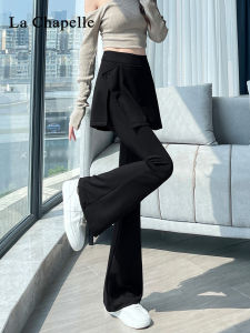 La Chapelle Micro Flared Pants High Waist Slim Fit Casual Trousers Korean Style Commute Fashion Polyester Spandex Blend