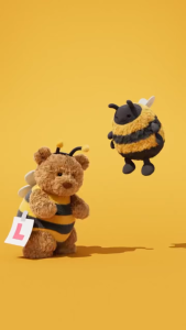 Jellycat  Bartholomew Bear Bumblebee 22cm Beruang Lebah Comel Saiz Sederhana Hadiah Unik
