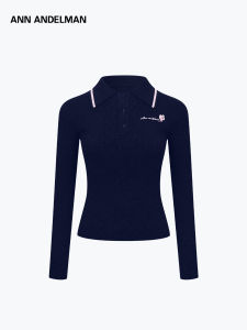 ANN ANDELMAN | Slimming Logo Flower Embroidered POLO Neck Knitwear