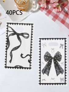 20Pcs/40Pcs Gift Bags with Polka Dot Bow Print Black and White Suitable for Holiday Events and Parties Themed Parties and Party Supplies Small Party Gift Bags. Small Gift Packaging Bags Return Gift Bags and Gift