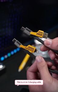 4 In 1 Mechanical style typec ip fast charger metal braided Cable support USB and PD typec input