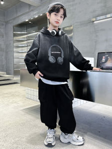 ชุดกีฬาฤดูใบไม้ร่วงสำหรับเด็กชาย ชุดแฟชั่นฤดูใบไม้ผลิและฤดูใบไม้ร่วง ชุดเด็กชาย ชุดเด็ก 2 ชิ้น ผ้าผสมคอตตอน ปกติ