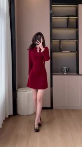 Spot Jenis Baru Musim Gugur dan Sejuk a Cina Baru Penambahbaikan Merah Cheongsam R Fesyen Kancing Mengikat Gaun Mutiara