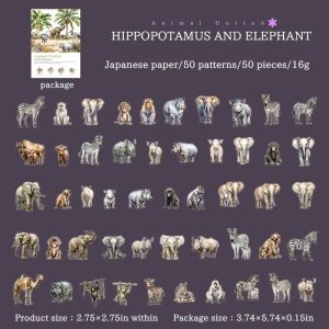 50pcs Sticker Animal Scrapbook cut Mobilization Large Volume Handbag 146*95mm Material Pack Supplies Writing Pads