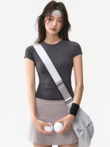 Womens Yoga T-Shirt Summer High Elasticity Outdoor Running Sport Short Sleeve Training Fitness Upper Apparel Breathable Quick Dry