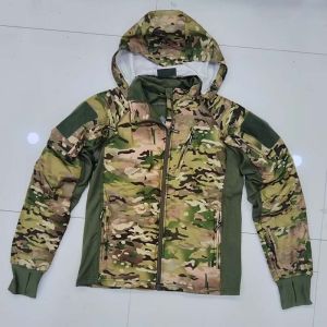 Soft Shell Tactical Jackets UAF Multicam Men Fleece Hooded Coat Windbreaker Hunting Clothes Camo Camping Fishing Hiking Jackets