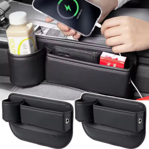 Car Seat Seam Organizer PU Leather Large Capacity Seam Filler Cell Phone Card Car Storage Supplies Universal Auto Interior Accessories