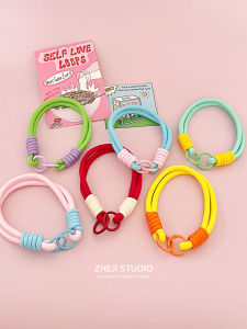 Candy Colored Keychain Cute Versatile Mobile Phone Accessory Anti-Lost Water Cup Pendant Double Buckle Best Friend Gift