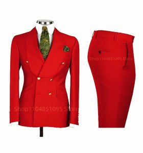 New Design Solid Slim Fit 2 Piece Wedding Men Suits Groom Tuxedos Formal Suits for Prom Party Best Man Shawl Lapel Blazer Pants