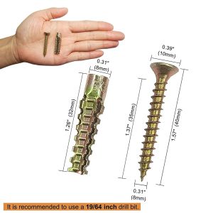 Steel Wall Anchors with Screws Kit Metal Expansion Anchors for Drywall Self-Tapping Fixings for Concrete Brick Masonry