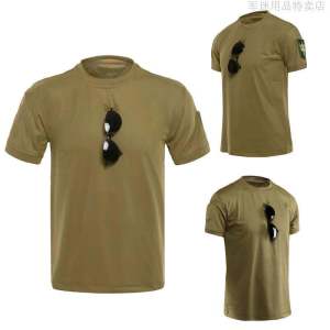 Short-Sleeved Quick-Drying T-shirt Mens New Outdoor Tactics Summer Moisture Absorption Breathable round-Neck Shirt Military Fans Stretch Parka Running