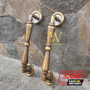 Handle Pintu Rumah Kuningan Antik Solid Motif Telpon 30 cm 2 pcs
