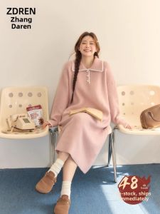 ZHANGDAREN | Đầm Len Giảm Cân Phong Cách Hàn Quốc Dành Cho Người Mập