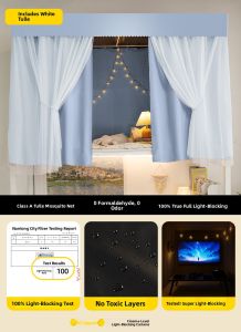Gaorui | Light Blocking Solid Color Bed Curtain for Dorm Upper Bunk
