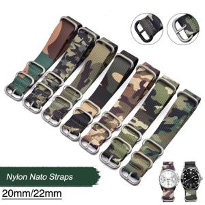 Nato Nylon Straps 20mm 22mm Watch Band Waterproof Army Green Camouflage Sport Wristband Stainless Steel Buckle Accessories Belt
