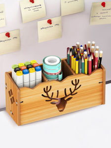 Creative Student Multi-Functional Pen Holder Storage Container Desktop Storage Box Wooden Multi-Grid Desk Stationery Storage Nordic Style