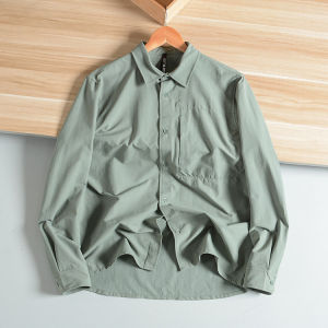 Lulu Pingdi! Moisture-Absorbing Breathable Quick-Drying Men Loose Elastic Urban Mechanical Style Long Sleeves Shirt Thin Outwear