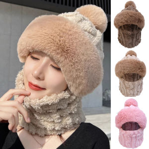 Windproof Neck Protective Warm Thickened Scarf Lovely Ear-Protection Hats Double Layer Ear Protection Riding Beanies Cold Hat
