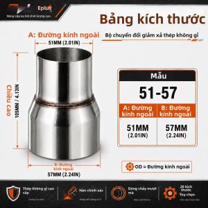 Bộ Chuyển Đổi Giảm Tốc Ống Xả Bằng Thép Không Gỉ 45-63mm OD Khớp Nối Ống Đa Năng Cho Hệ Thống Ống Xả Xe Hơi & Xe Máy Tùy Chỉnh